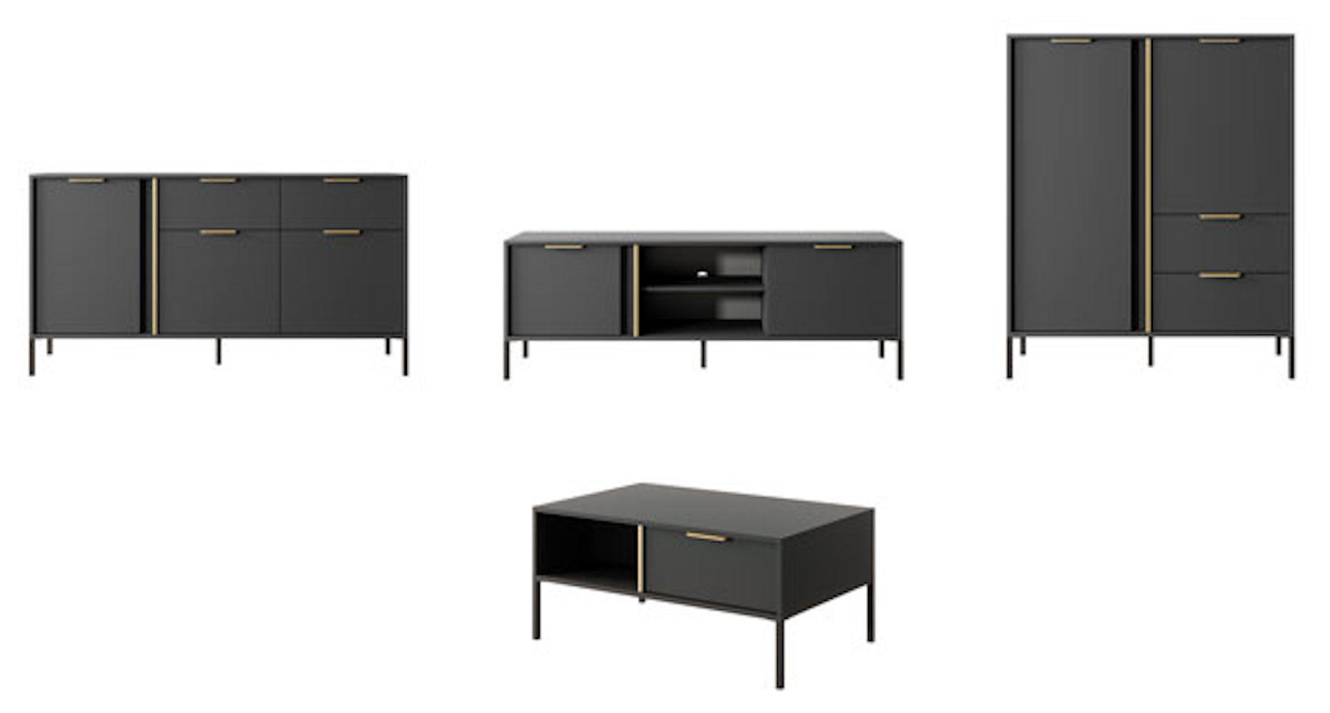 Feldmann-Wohnen Wohnzimmer-Set Grau 409.5x123.4x39.5 cm