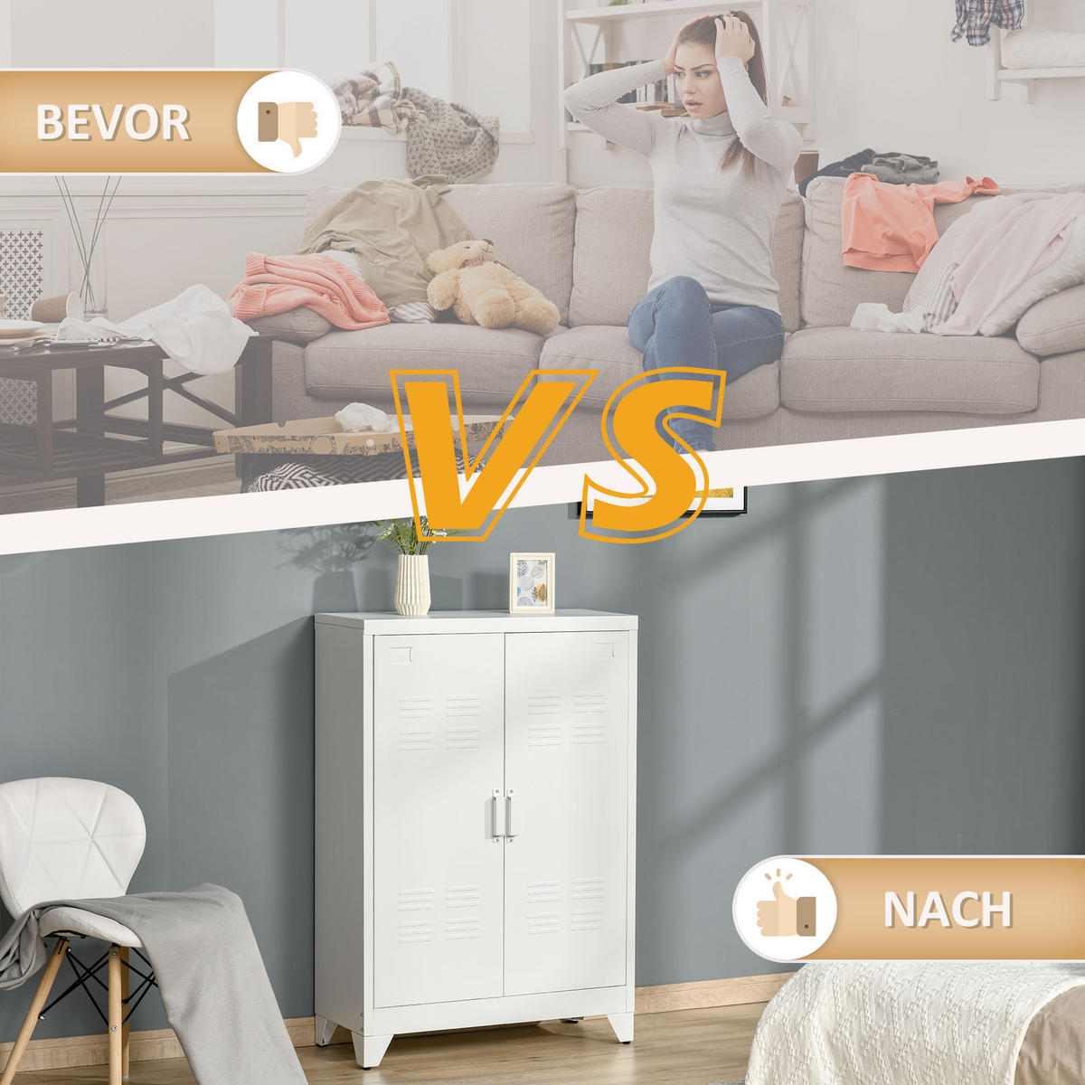 AKTENSCHRANK Metall Weiß - Weiß, Metall (33/110/75cm) - HOMCOM