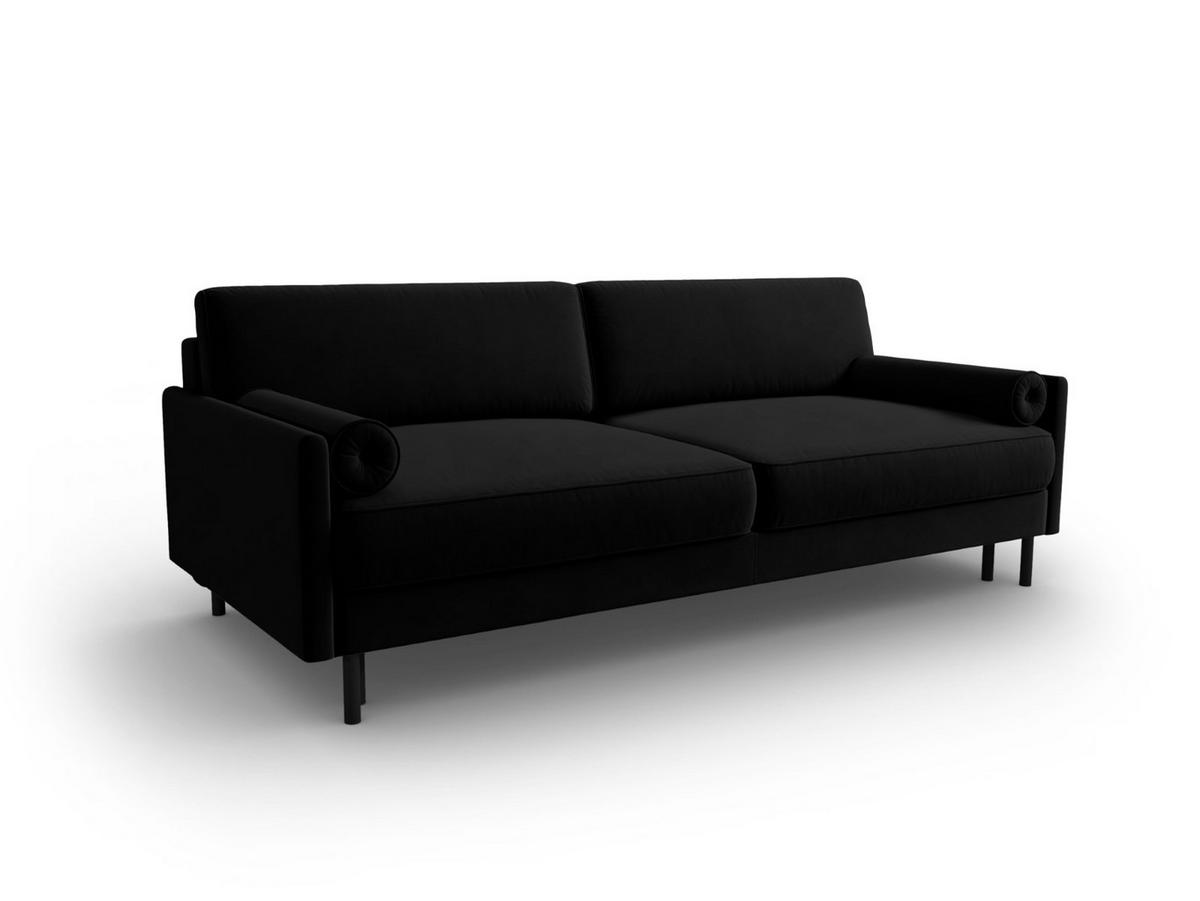 AUSKLAPPBARES-SOFA mit Bettkasten Scott aus Samt schwarz 3 Sitzplätze - Schwarz, Textil (97/87/212cm) - Micadoni