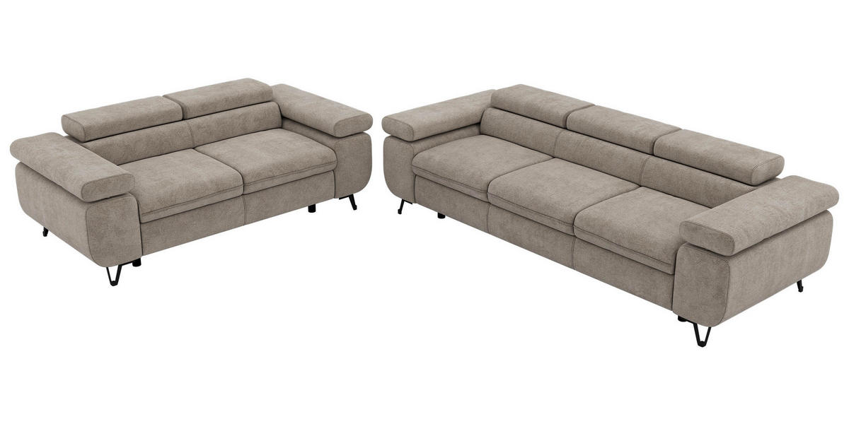 SEDACÍ SOUPRAVA PETER 2+3 - Šedobéžová Strukturovaná látka - černá/šedobéžová, kov/textil (262/76/99cm) - MKS