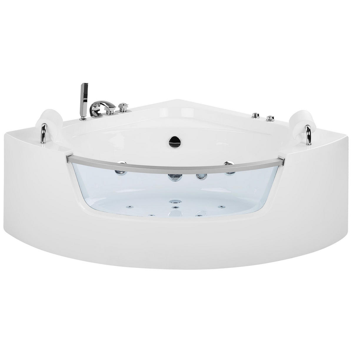 WHIRLPOOL BADEWANNE mit LED 136x187x63 cm weiß Mangle - Weiß, Kunststoff (136/63/187cm) - Beliani