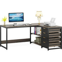 L-FORM Schreibtisch mit 4 Schubladen 150 x 110 x 75 cm Grau - Braun, Holzwerkstoff (110/150/75cm)