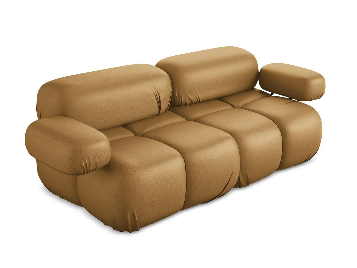 2-SITZER-SOFA Kunstleder Braun - Cognac/Schwarz, Leder/Kunststoff (190/70/96cm) - Makamii