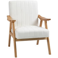 POLSTERSESSEL Wohnzimmersessel mit Armlehnen Kautschukbaumholz Farbe: Creme - Creme, Kunststoff (74/82/68cm) - HOMCOM