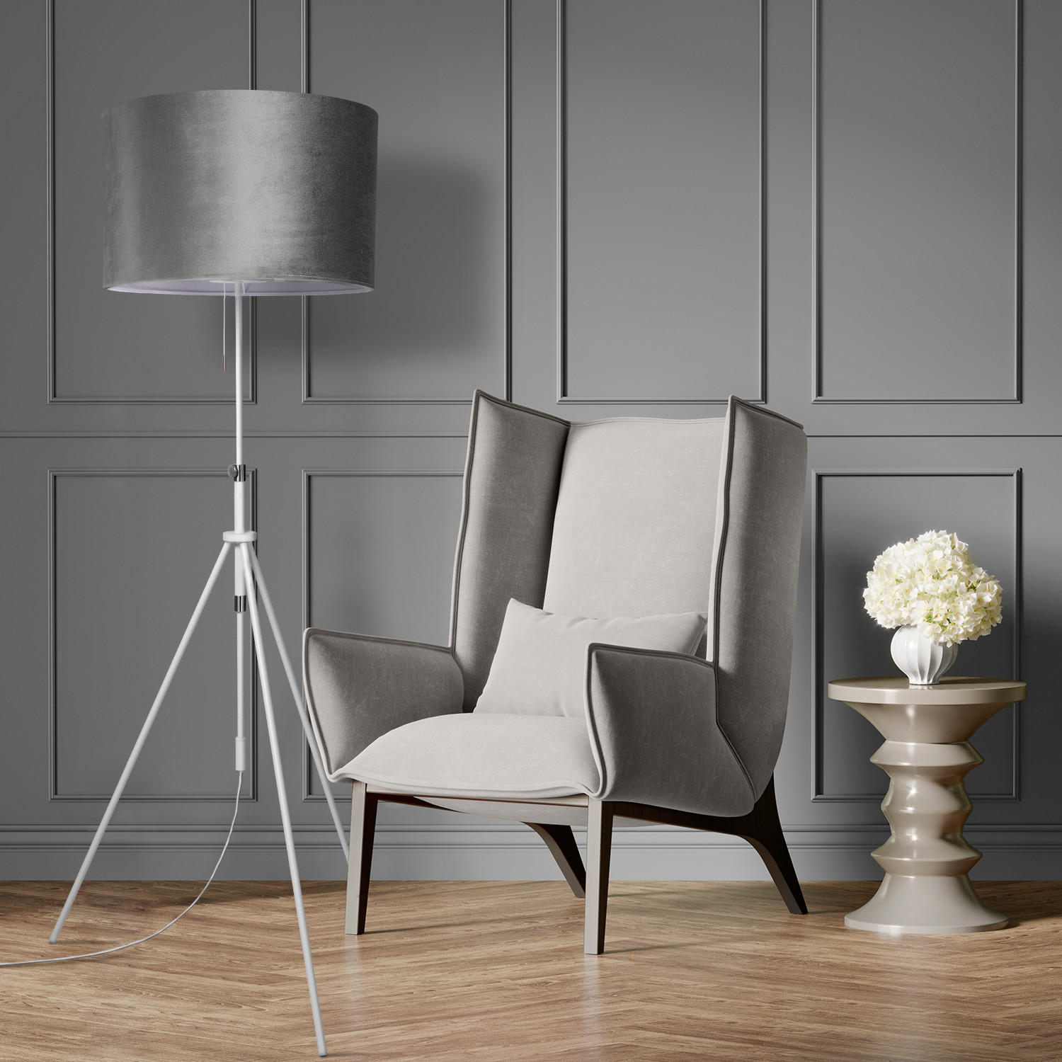 STEHLEUCHTE Naomi Fl - Grau, Metall (52.7/52.7/176.5cm) - Paco Home