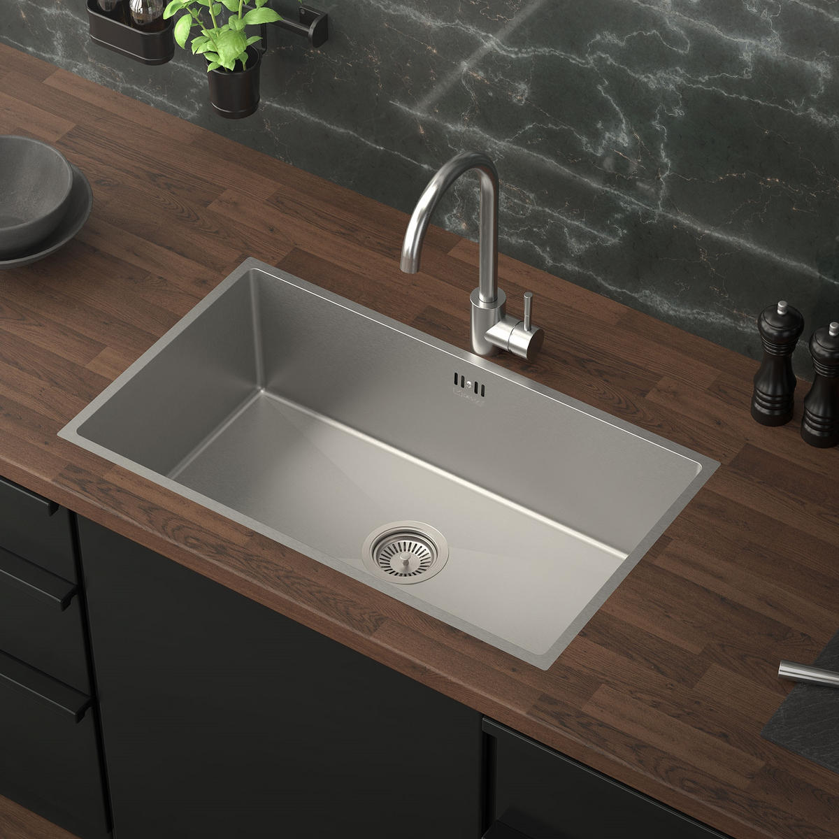 SPÜLBECKEN Edelstahl 70/40cm - Silberfarben, Metall (40/20/70cm) - ML-DESIGN