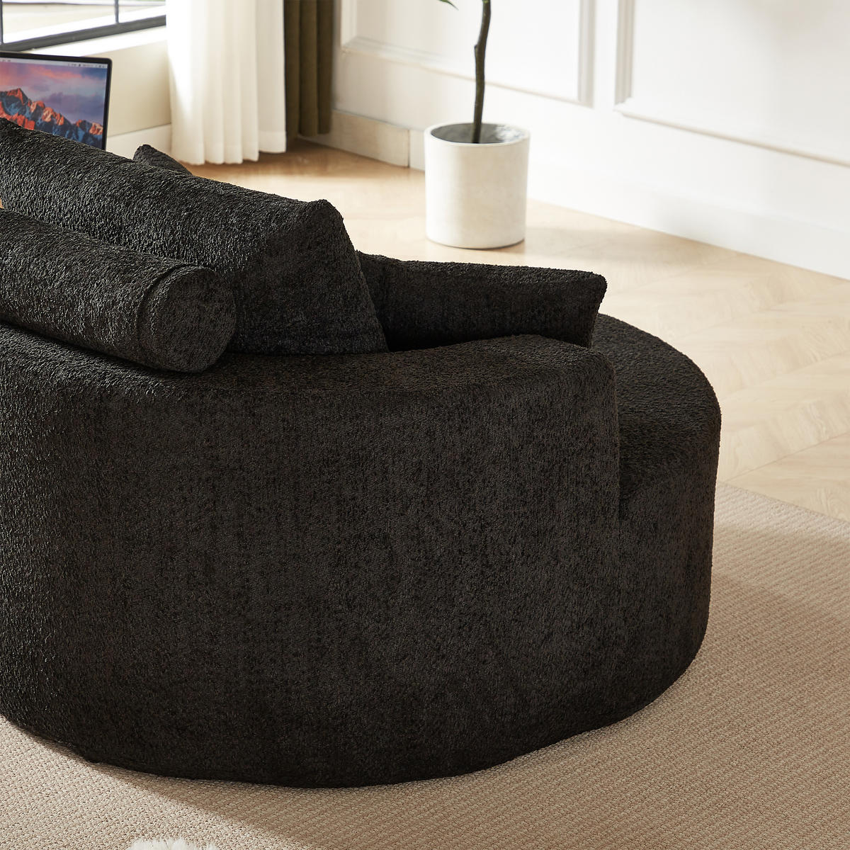 SESSEL DE-34509 Chenille-Stoff Schwarz - Schwarz, Textil (127/82/127cm) - ComfortXL