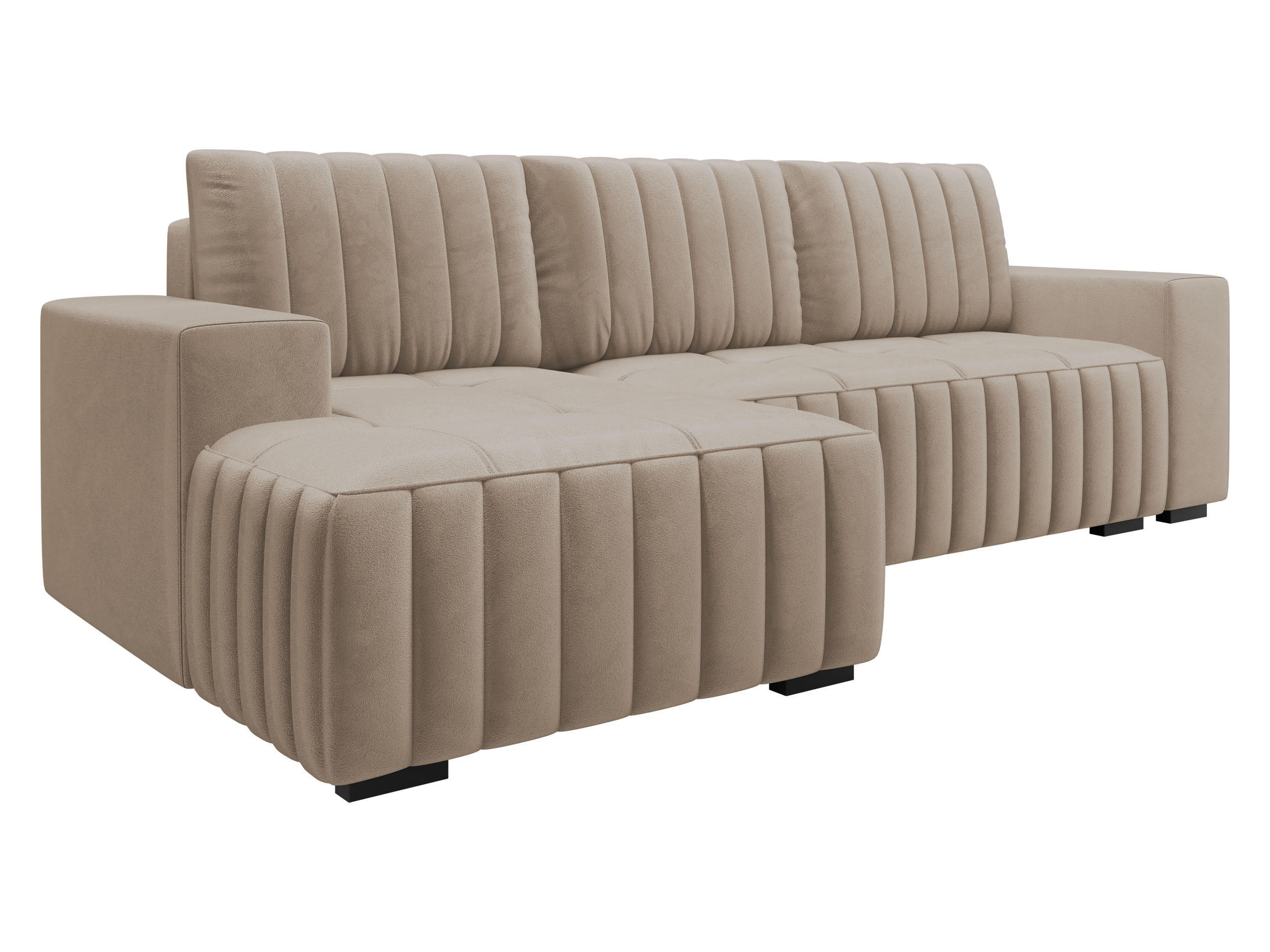 ECKSOFA Hugo, Seite: Links - Hellbraun/Dunkelbraun, Holz/Textil (240/140cm)