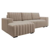 ECKSOFA Hugo, Seite: Links - Hellbraun/Dunkelbraun, Holz/Textil (240/140cm)