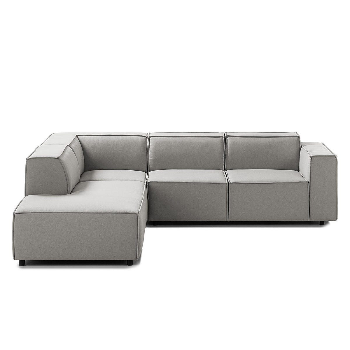 ECKSOFA mit Ottomane - Graubraun/Schwarz, Kunststoff/Textil (260/234cm) - home24