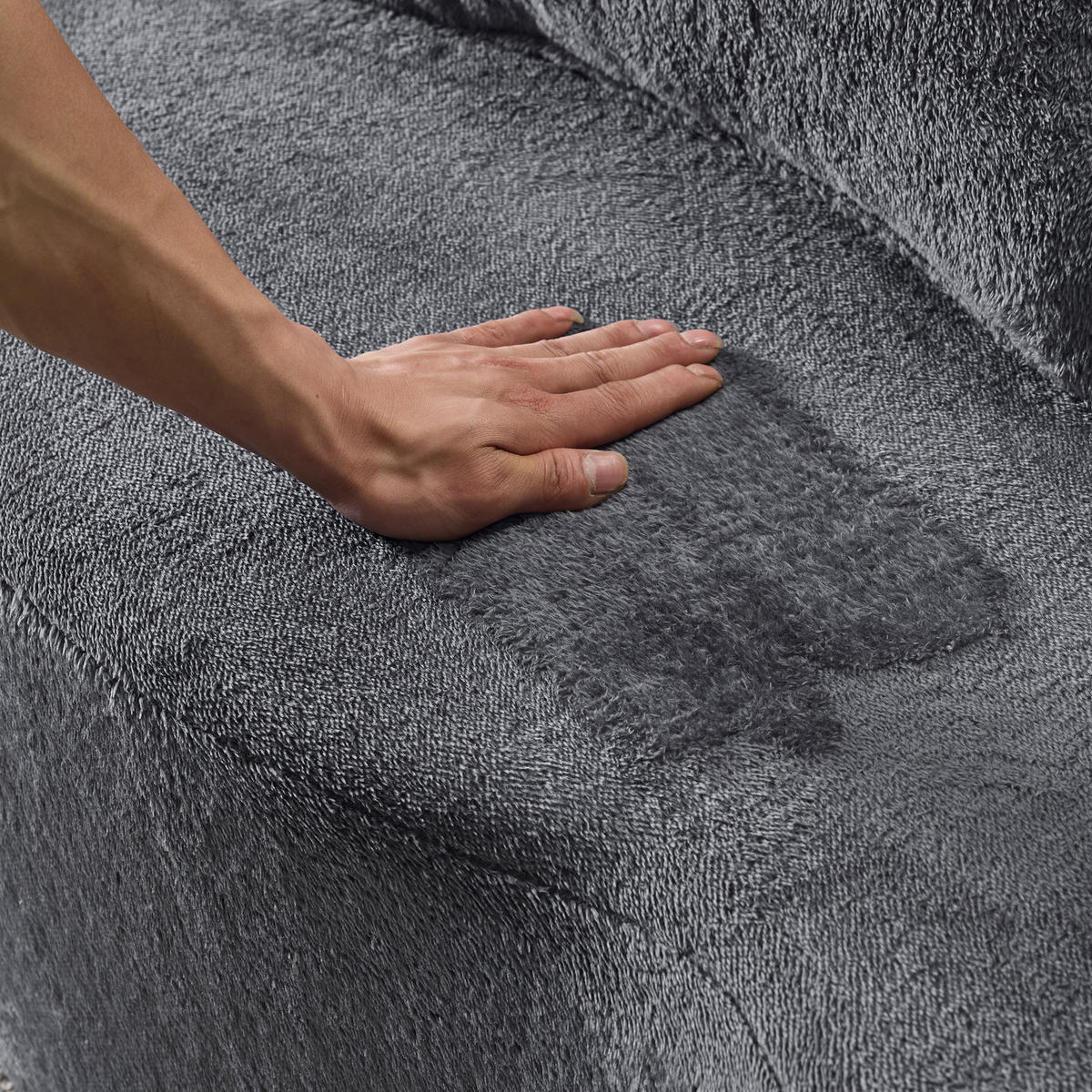 2-SITZER SCHLAFSOFA Flanell Blau & Grau mit 4 Kissen - Blau/Grau, Textil (198/76/120cm) - WISHDOR