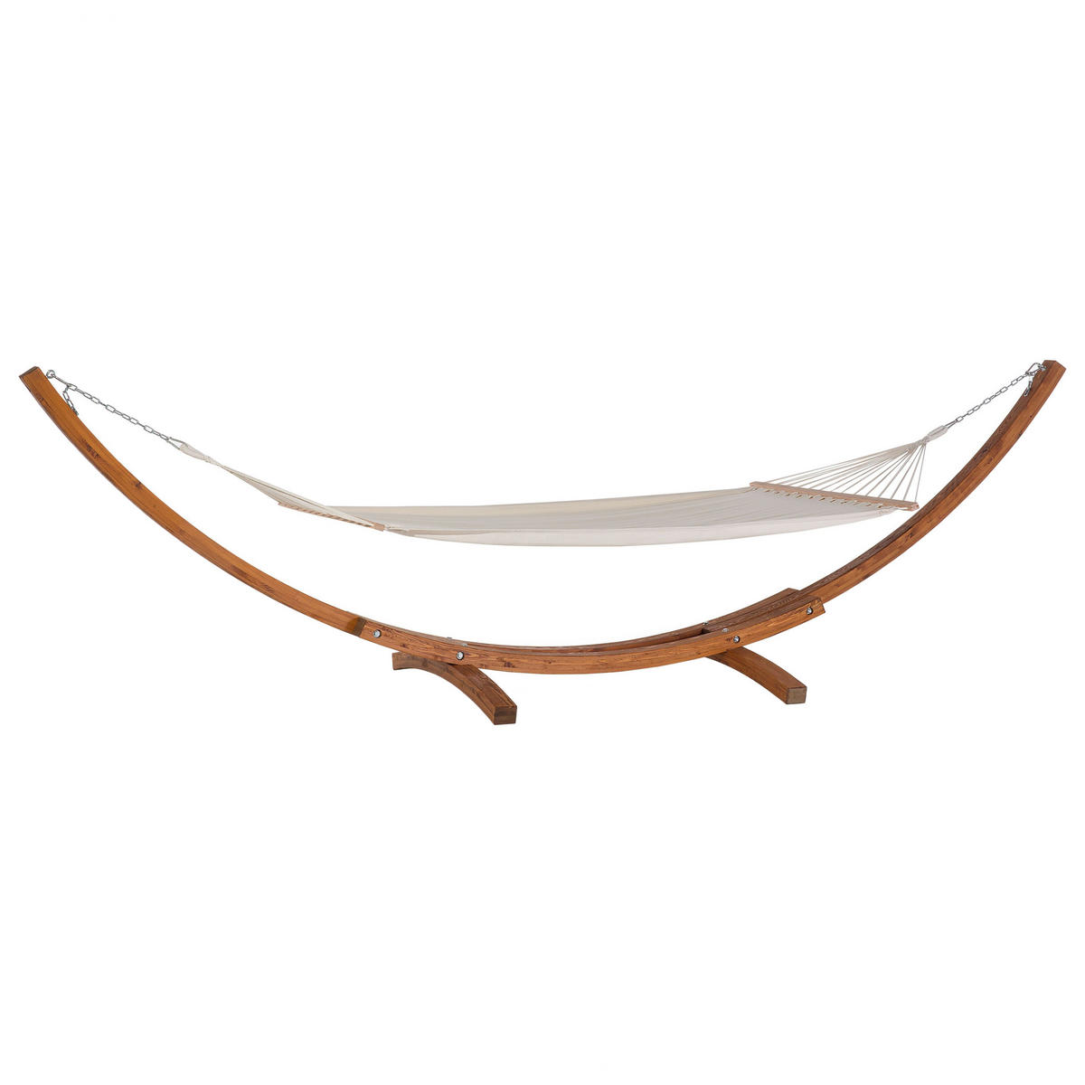 HÄNGEMATTE Weiß Treviso - Dunkelbraun/Weiß, Holz (415/122/124cm) - Beliani