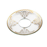 GLAS-KERZENMANSCHETTE (Bobeches) "Goldrand Barock" für Kerzen bis Ø 25 mm - Transparent, Paraffin (7/0.2/7cm) - Holfeuer Crystal Design