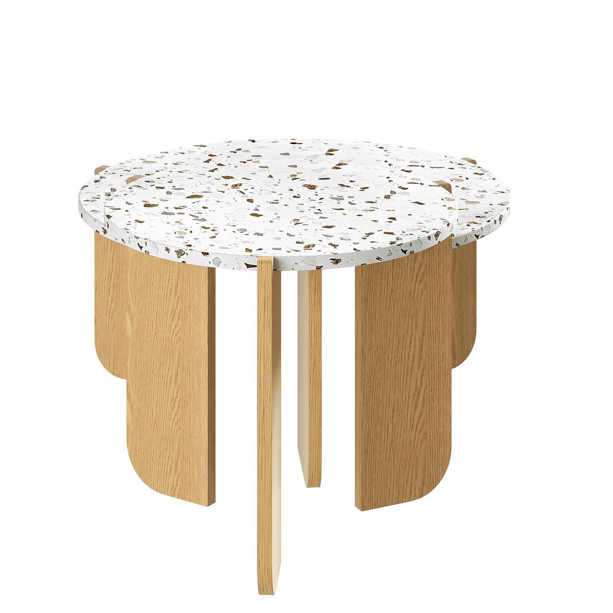 SET KONFERENČNÍCH STOLŮ v přírodní barvě se sestavitelným designem do obýváku a na balkon, 70×70×35 cm - přírodní, kompozitní dřevo (70/70/35cm) - STILVORA
