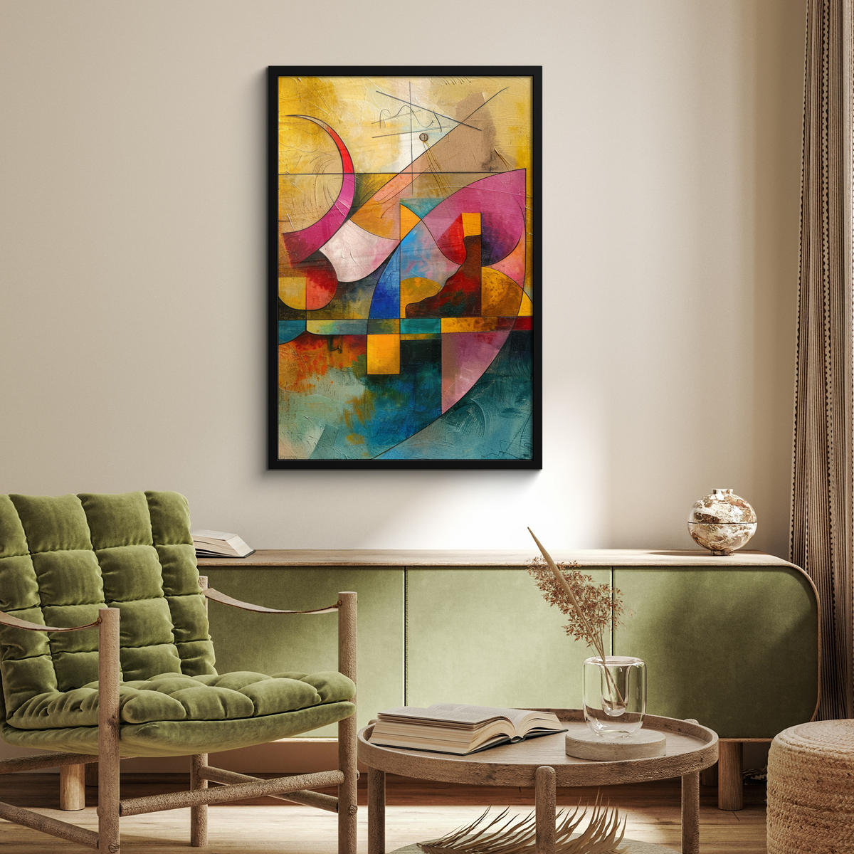 POSTER MIT RAHMEN Kunst - Abstrakt - Modern 60x90 cm - Gelb, Papier (60/90cm) - MuchoWow