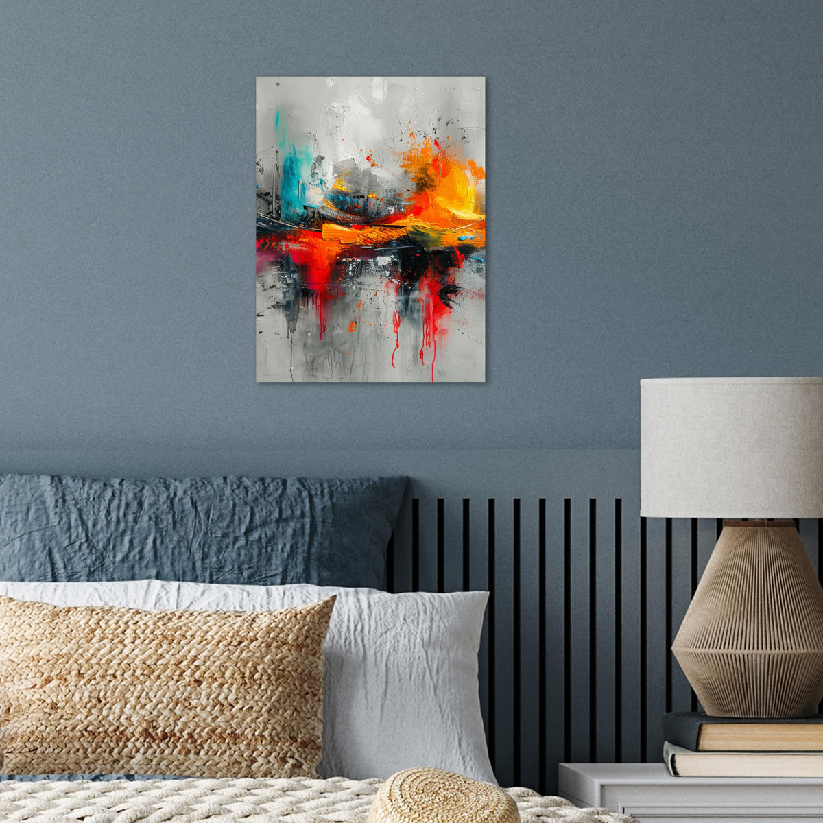 POSTER Moderne Kunst - Orange - Grau - Abstrakt 30x40 cm - Hellgrau, Papier (30/40/0.1cm) - MuchoWow