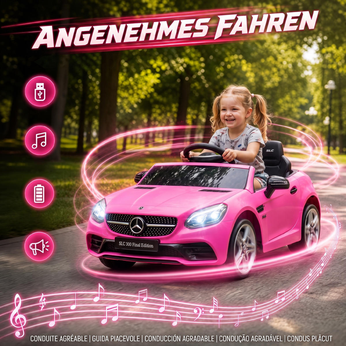 KINDER-ELEKTROAUTO Kunststoff Metall Rosa - Rosa, Kunststoff (107/62.5/44cm) - AIYAPLAY