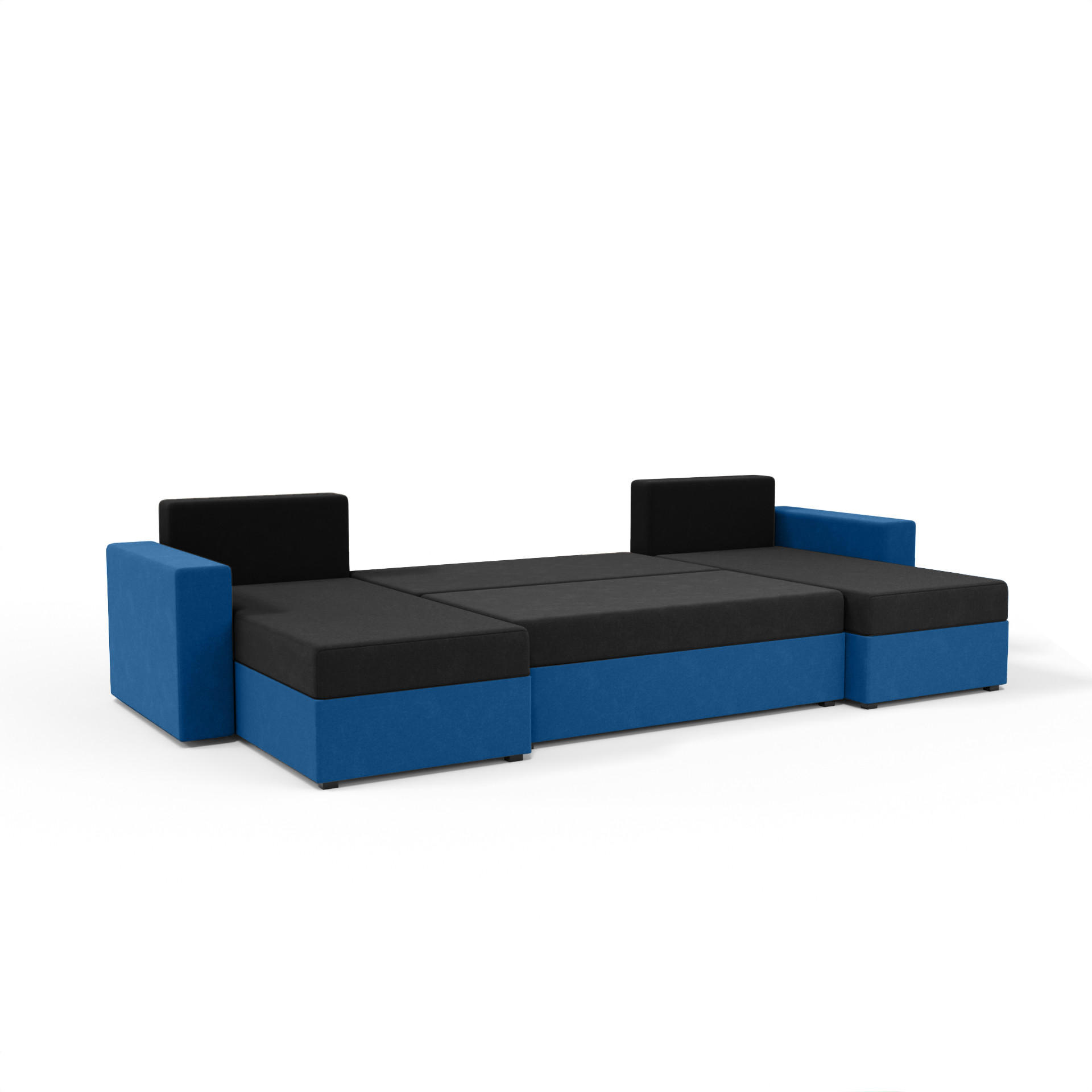 WOHNLANDSCHAFT mit Schlaffunktion Radlach, Schwarz+Dunkelblau - Dunkelblau, Textil (298/85/207cm) - Fedve