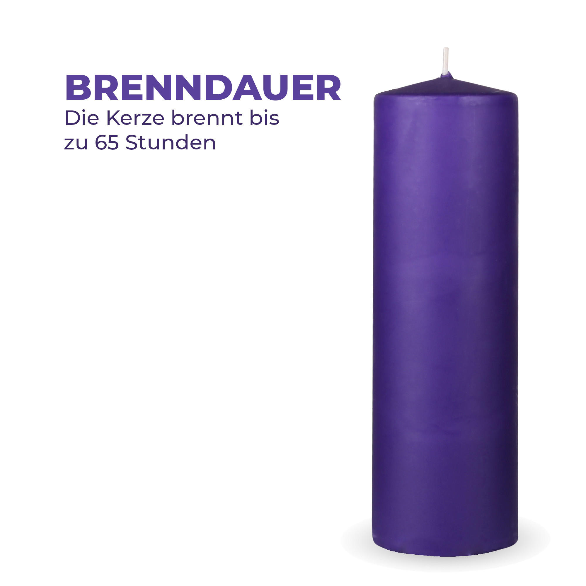 STUMPENKERZEN "Lila", Größe Ø7cm x Höhe: 20 cm - Lila, Naturmaterialien (7/20cm) - HS Candle