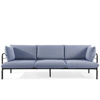 GARTENSOFA RAMBE 3-Personen mit Kissen, Anthrazit - Anthrazit/Dunkelblau, Textil/Metall (225/80/80cm) - KONSIMO®