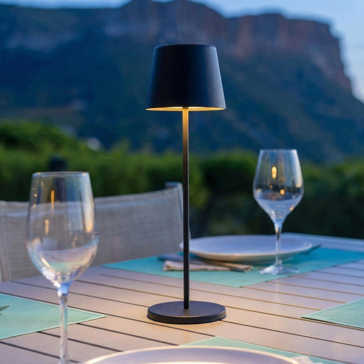 KELLY Kabellose Tischleuchte H38CM - Schwarz, Metall (10/10/38cm) - Lumisky
