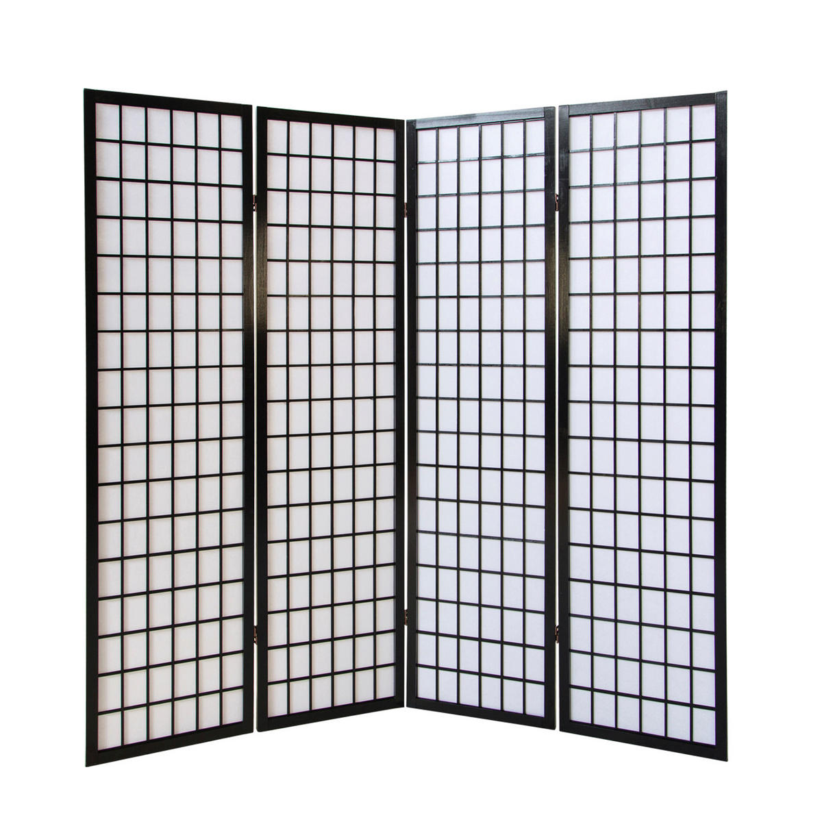 PARAVENT 4-tlg. 176/175 cm Schwarz Shoji - Schwarz, Holz (176/175/2cm) - Homestyle4u
