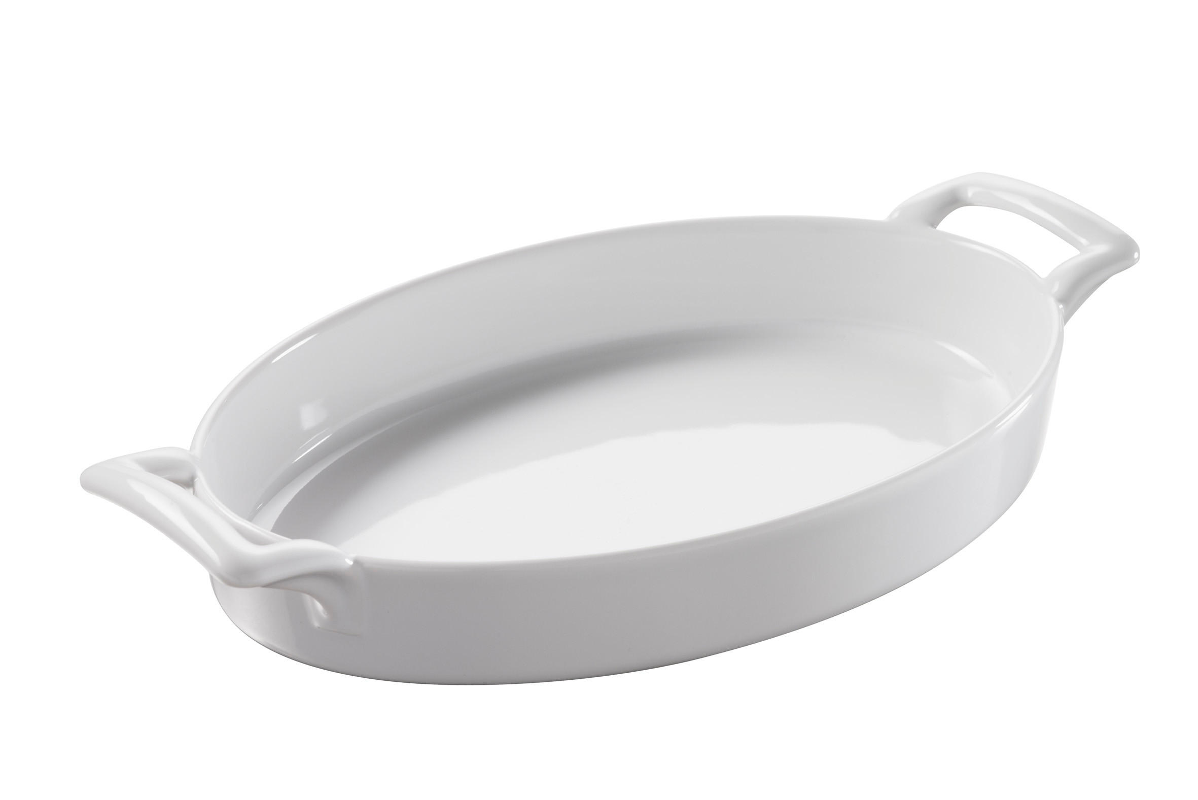 AUFLAUFFORM 100 cl OVAL MIT GRIFFEN Weiss - Weiß, Keramik (28/19/4.5cm) - Revol Porcelaine France