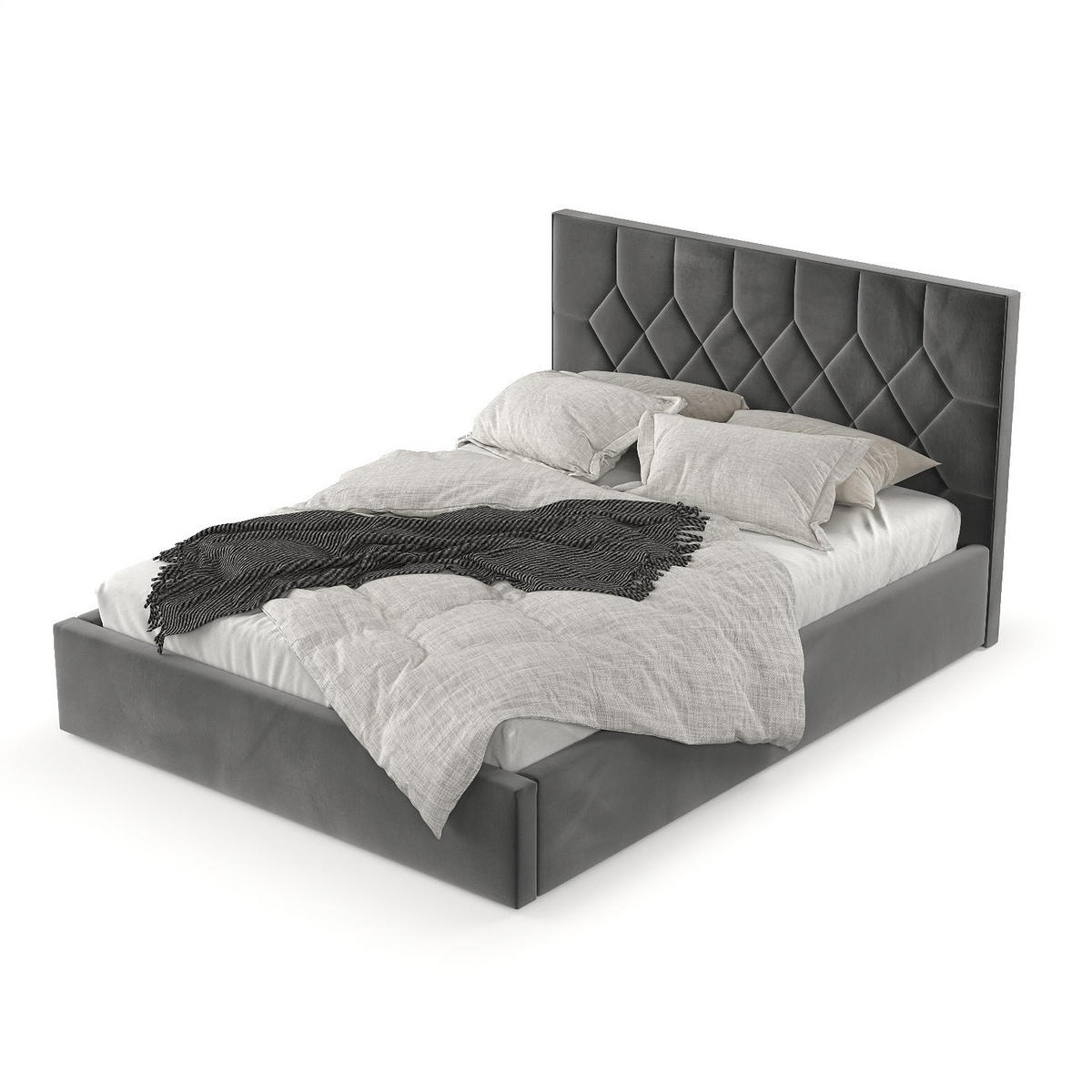 POLSTERBETT Brisa 140/200 cm Grau im Kronos Stoff - Schwarz/Naturfarben, Holz/Holzwerkstoff (140/200cm) - AltaBeds