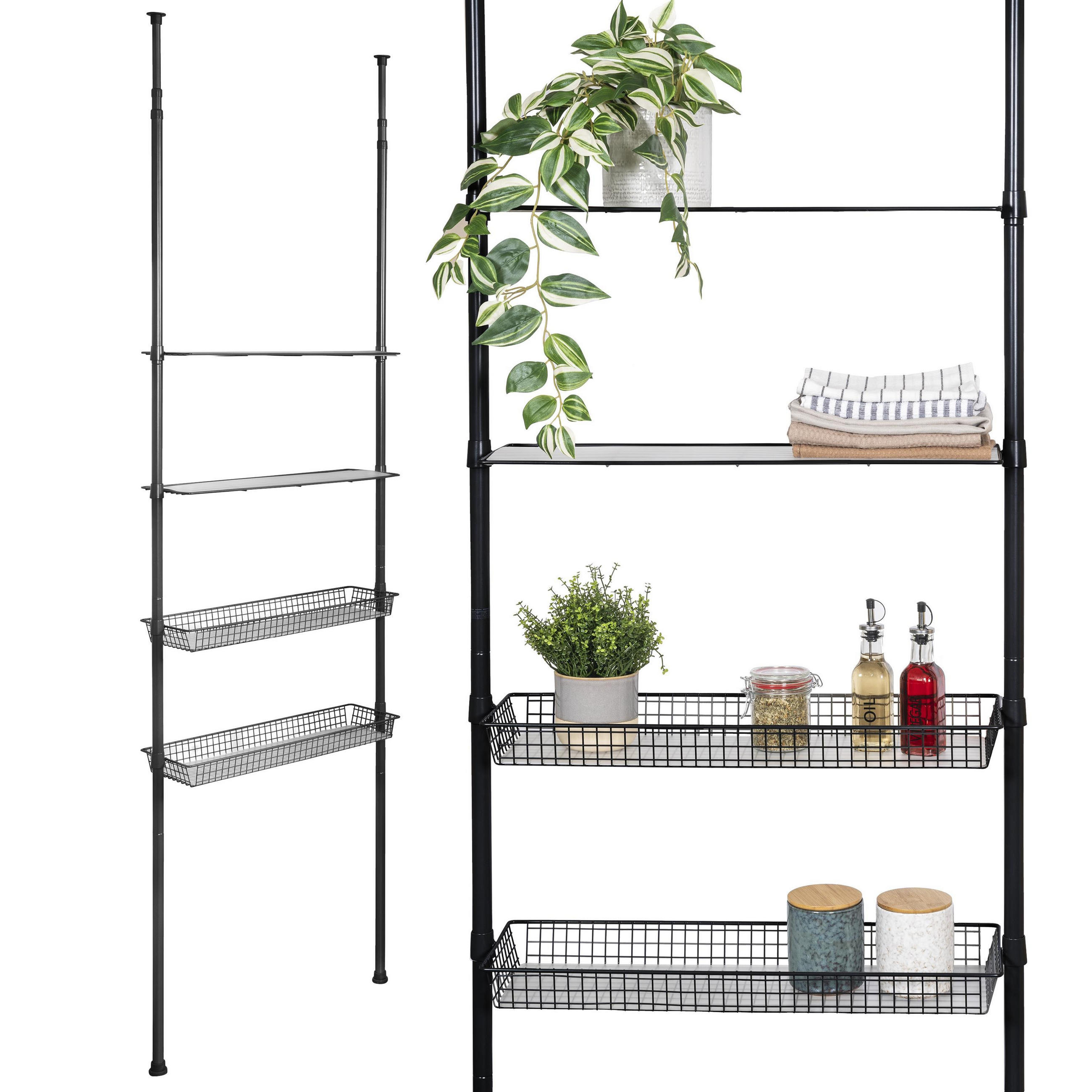 bremermann Teleskop-Regal, Schwarz 71.5x290x20 cm