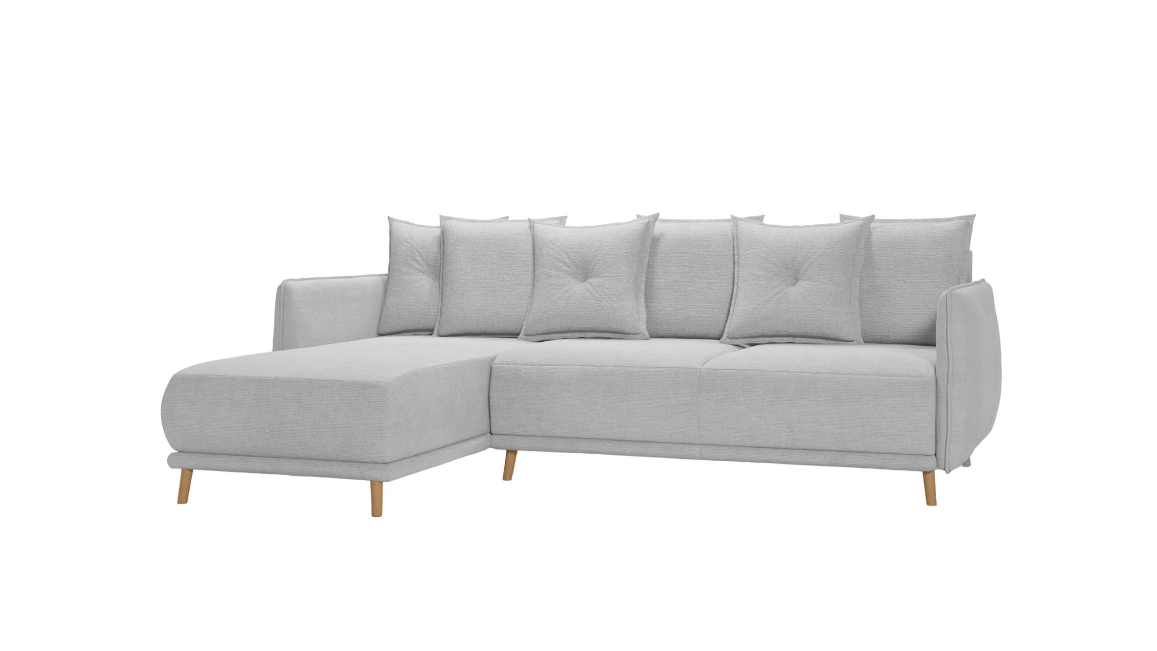 ECKSOFA Chroma Silber Luxusmicrofaser - Silberfarben/Braun, Holz/Textil (238/170cm) - S-Style Möbel