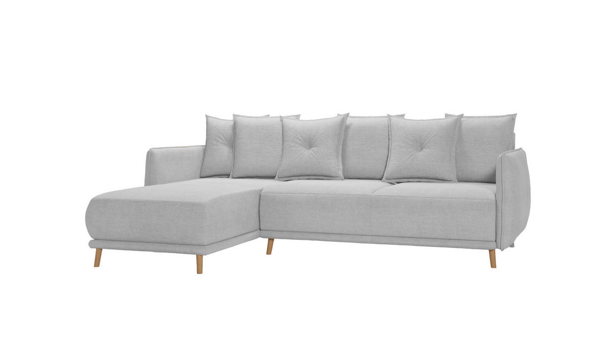 ECKSOFA Chroma Silber Luxusmicrofaser - Silberfarben/Braun, Holz/Textil (238/170cm) - S-Style Möbel