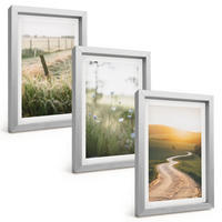 BILDER SET 3er Set - 20x30 cm Silberner Rahmen - Landschaftswiesenstraße West - Silberfarben, Kunststoff (20/30cm) - TULUP