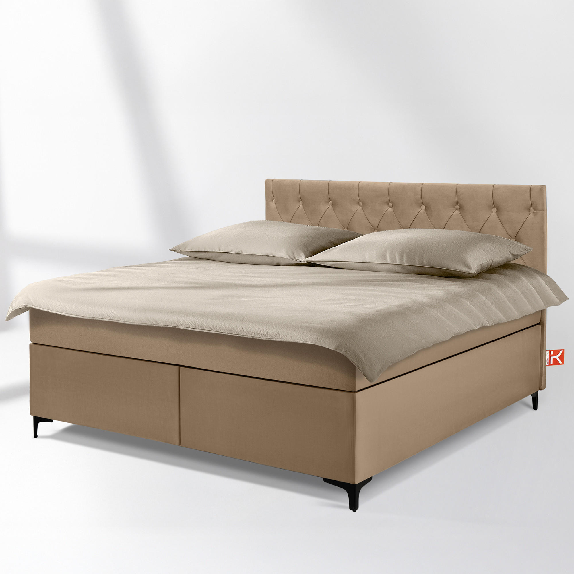 POLSTERBETT ARDEA, Dunkelbeige - Hellbraun/Schwarz, Holz/Holzwerkstoff (160/200cm) - KONSIMO®