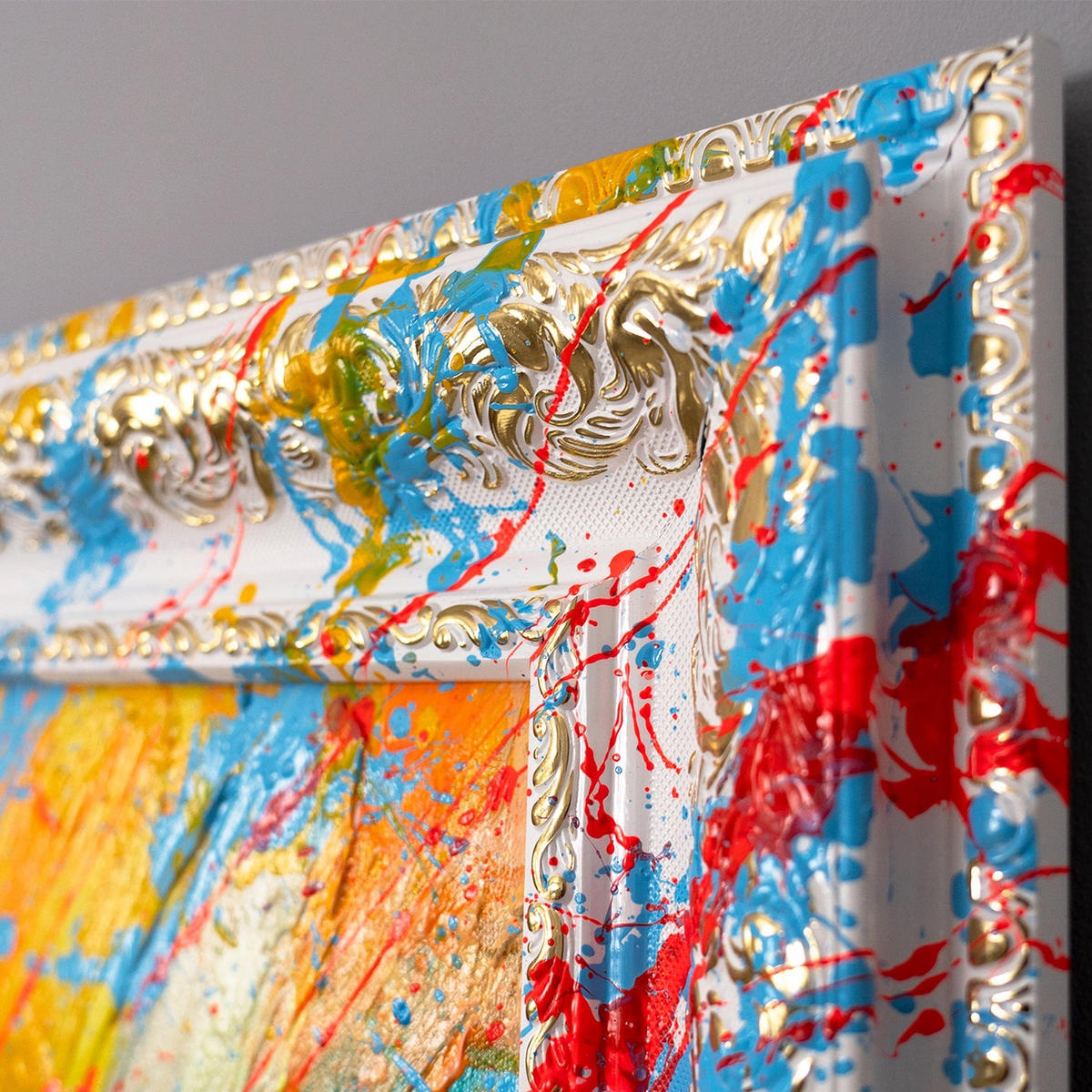 GEMÄLDE Glanz des Horizonts Schattenfugenrahmen Weiß 140x70 cm - Weiß, Holz (140/70cm) - YS-art gallery