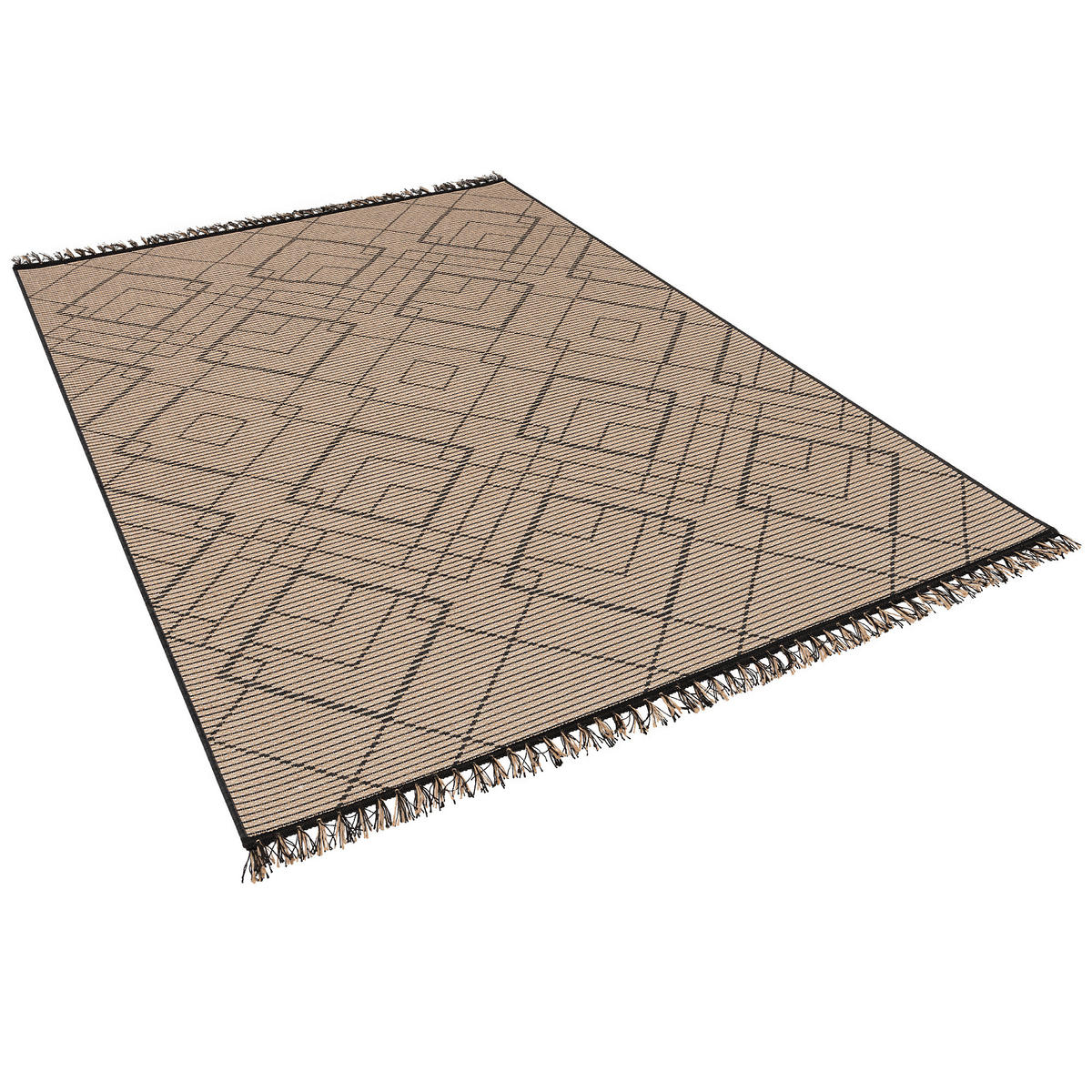JUTE NATUR ETHNO STYLE TEPPICH ORIGIN RAUTEN - Beige, Textil (120/170cm) - Pergamon