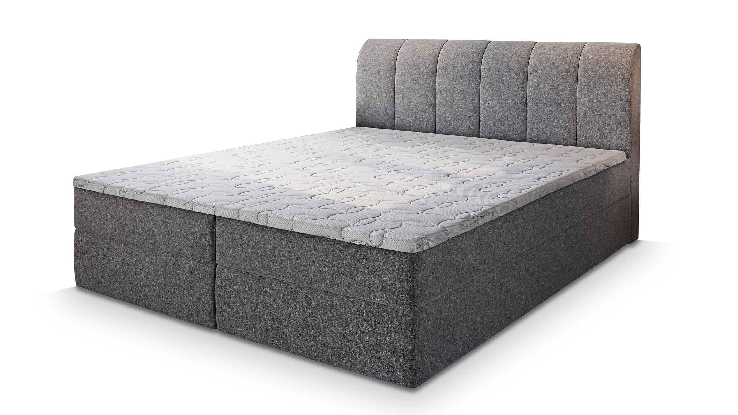 BOXBETT CEVANO 160x200 cm mit Matratze und Topper - Grau - Grau, Holz (160/200cm) - MASSENO