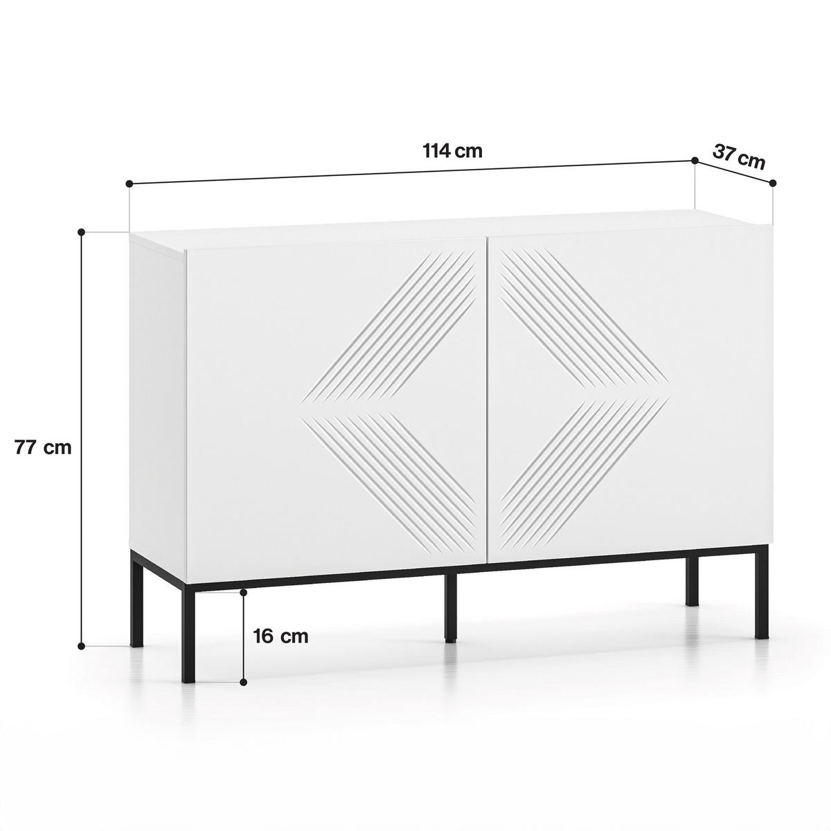 KOMMODE NEBRO,Weiß/Schwarz - Schwarz/Weiß, Holzwerkstoff (114/77/37cm) - KONSIMO®