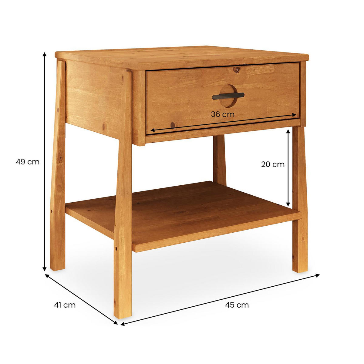 NACHTTISCH ADAMO Eiche - Eichefarben, Holz (45/49/41cm) - IDIMEX
