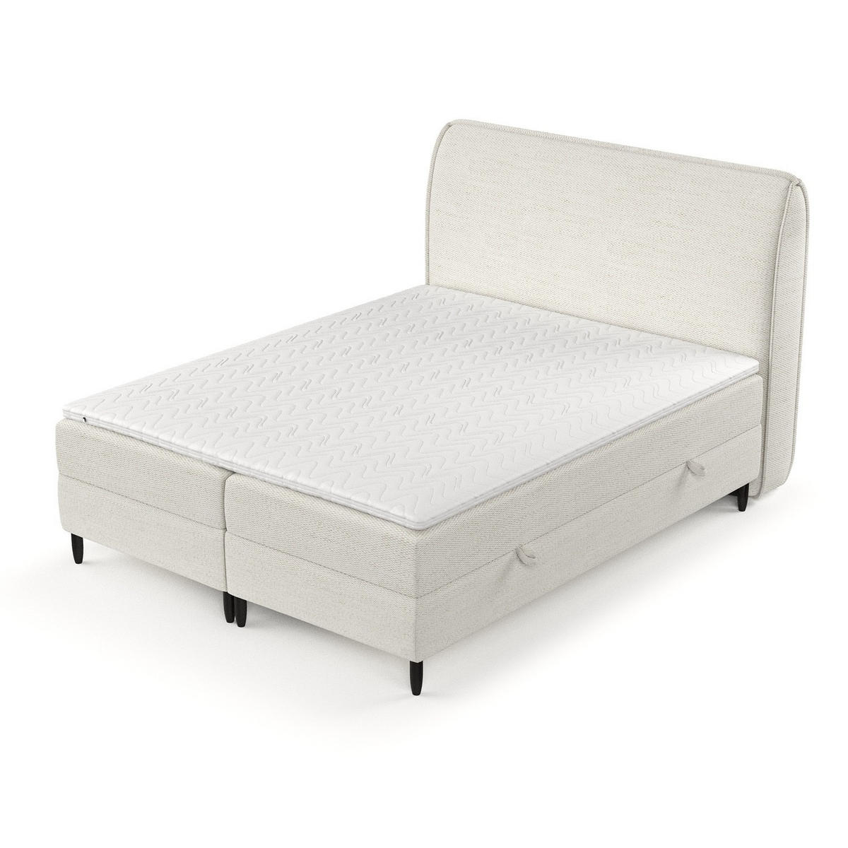 BOXBETT Lunaro 120/200 cm Creme im Modesto Stoff - Creme/Schwarz, Holz/Holzwerkstoff (120/200cm) - AltaBeds