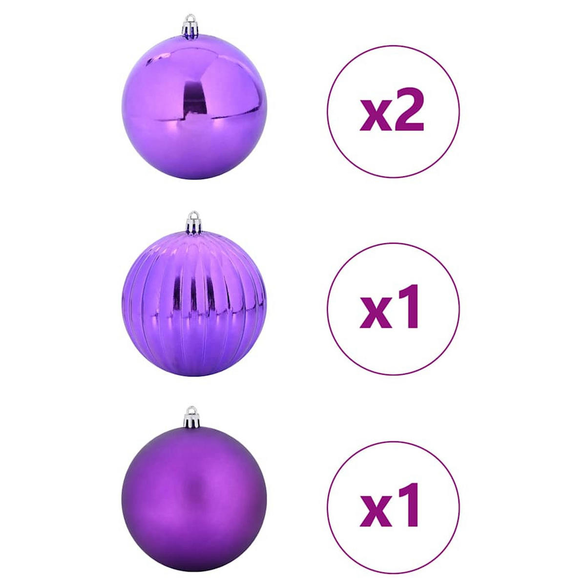 WEIHNACHTSKUGELSET XXL 4 -teilig 20/20/20 cm Lila Kunststoff - Lila, Kunststoff (20/20/20cm) - vidaXL