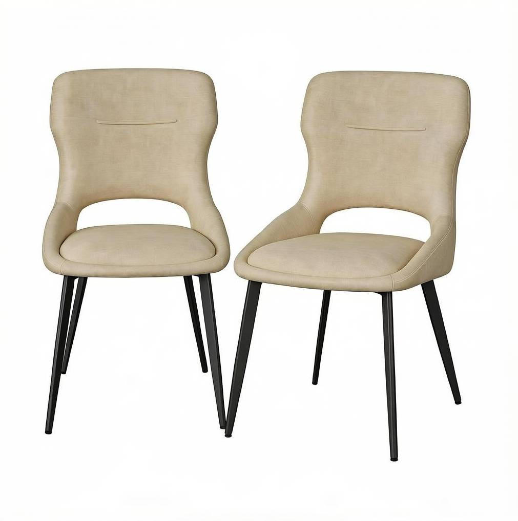 ESSSTUHL 2er-Set Chenille Khaki 43 x 40 x 86 cm - Beige, Metall (40/86/43.3cm) - Meubliv