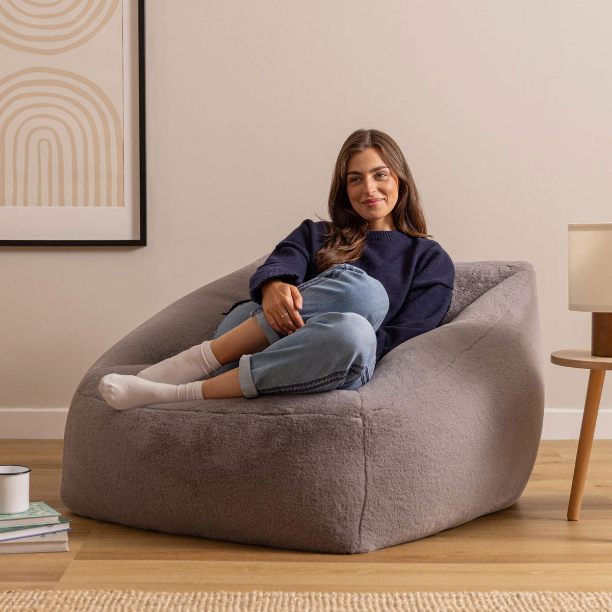 SITZSACK Sessel Natalia flauschig - Grau, Textil (97/73/84cm) - icon