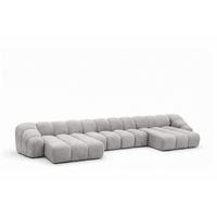 ECKSOFA Modulare U-Form, Veloursstoff Bluvel, Grau, CROISSANT U XL - Grau, Holz (448/72/190cm) - Kaiser Möbel