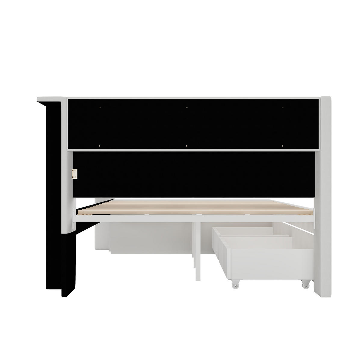 TAGESBETT mit USB und LED 90x200 cm Weiß mit Schuhschrank - Weiß, Holz (90/200cm) - Meubliv
