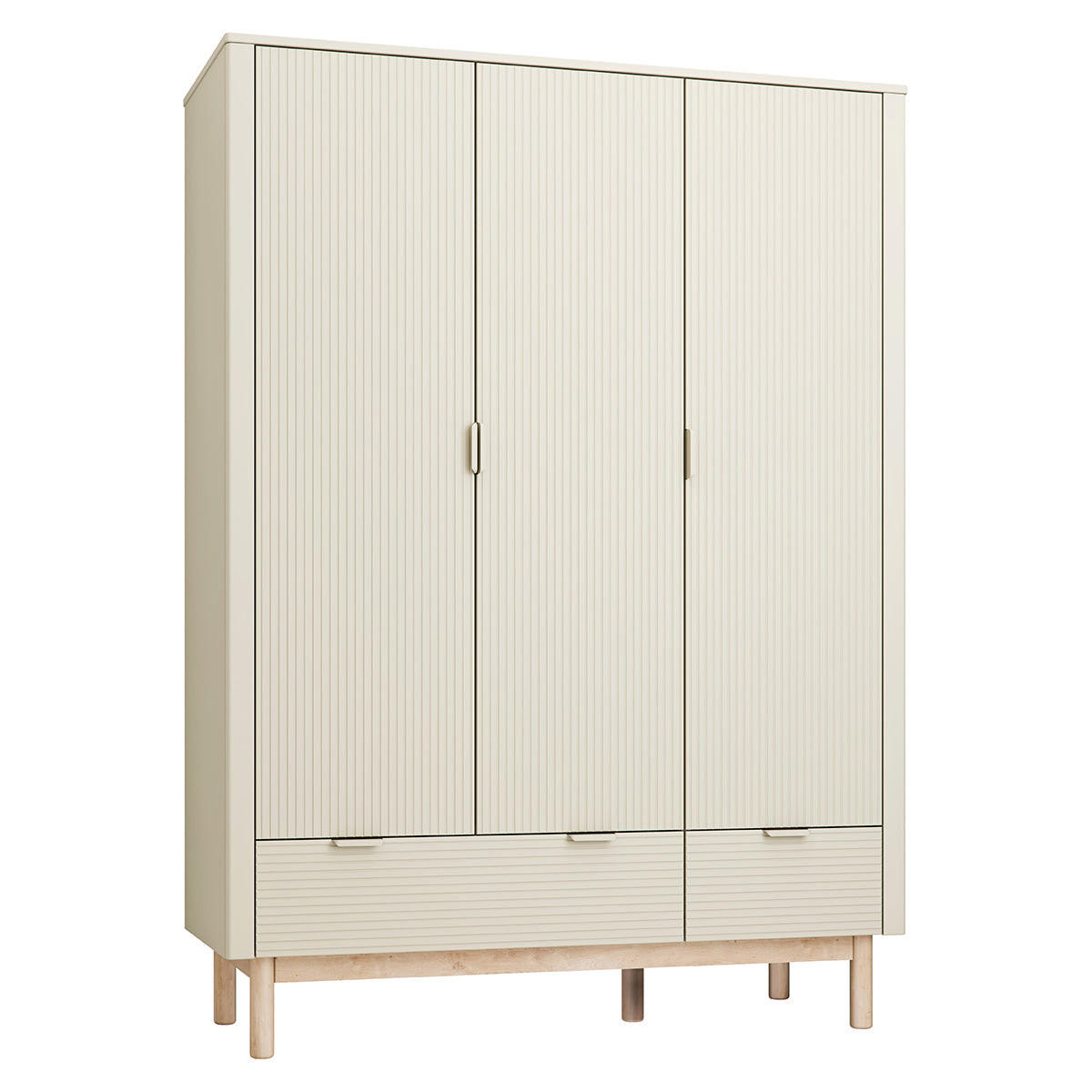 OMARA 3 vrati Miloo Šampanjec - bež, leseni material (144/198/52.5cm) - Petits-meubles