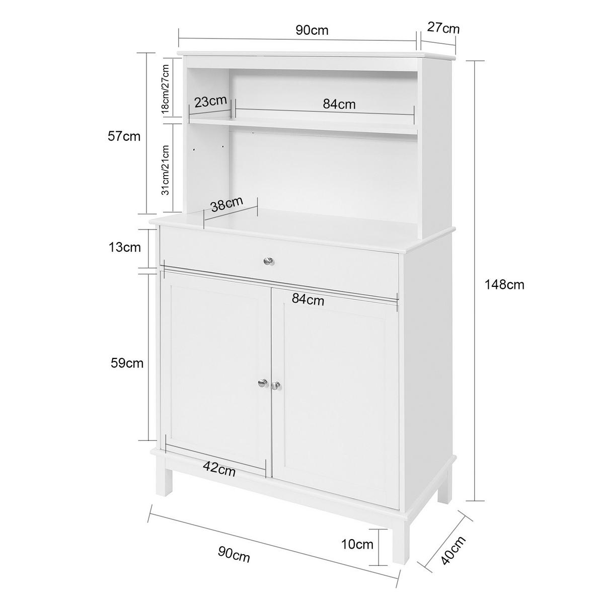 KÜCHENSCHRANK Weiß - Weiß, Holzwerkstoff (90/148/40cm) - SoBuy