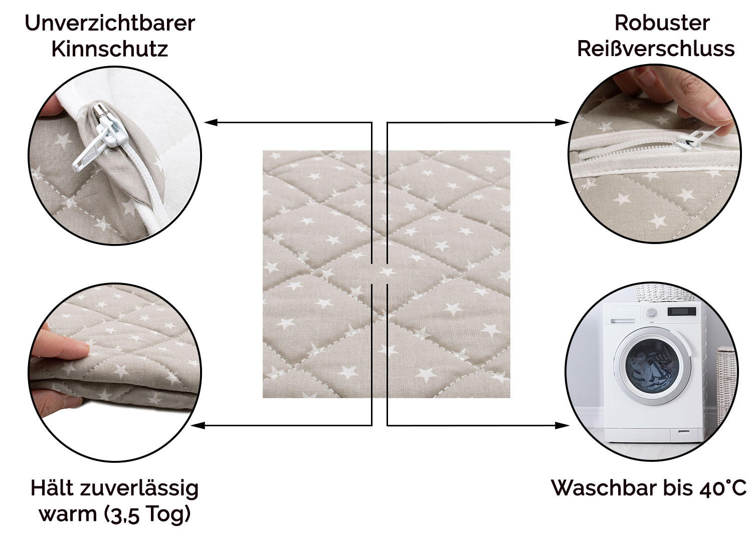 BABYSCHLAFSACK, 110 cm, 100% Baumwolle, Grau - Grau, Textil (34/110cm) - Zollner