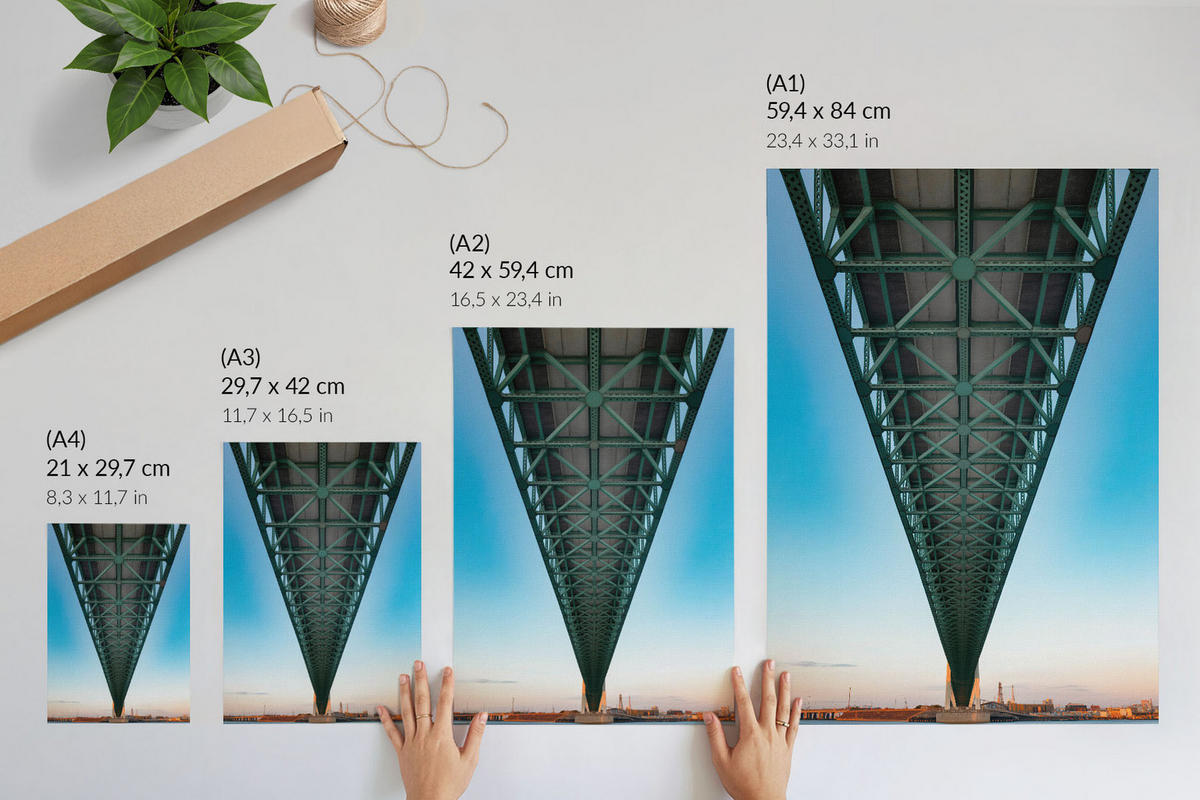 POSTER - 21x29 cm - Karo - Unter der Brücke - Blau, Textil (21/29.7/0.1cm) - TULUP