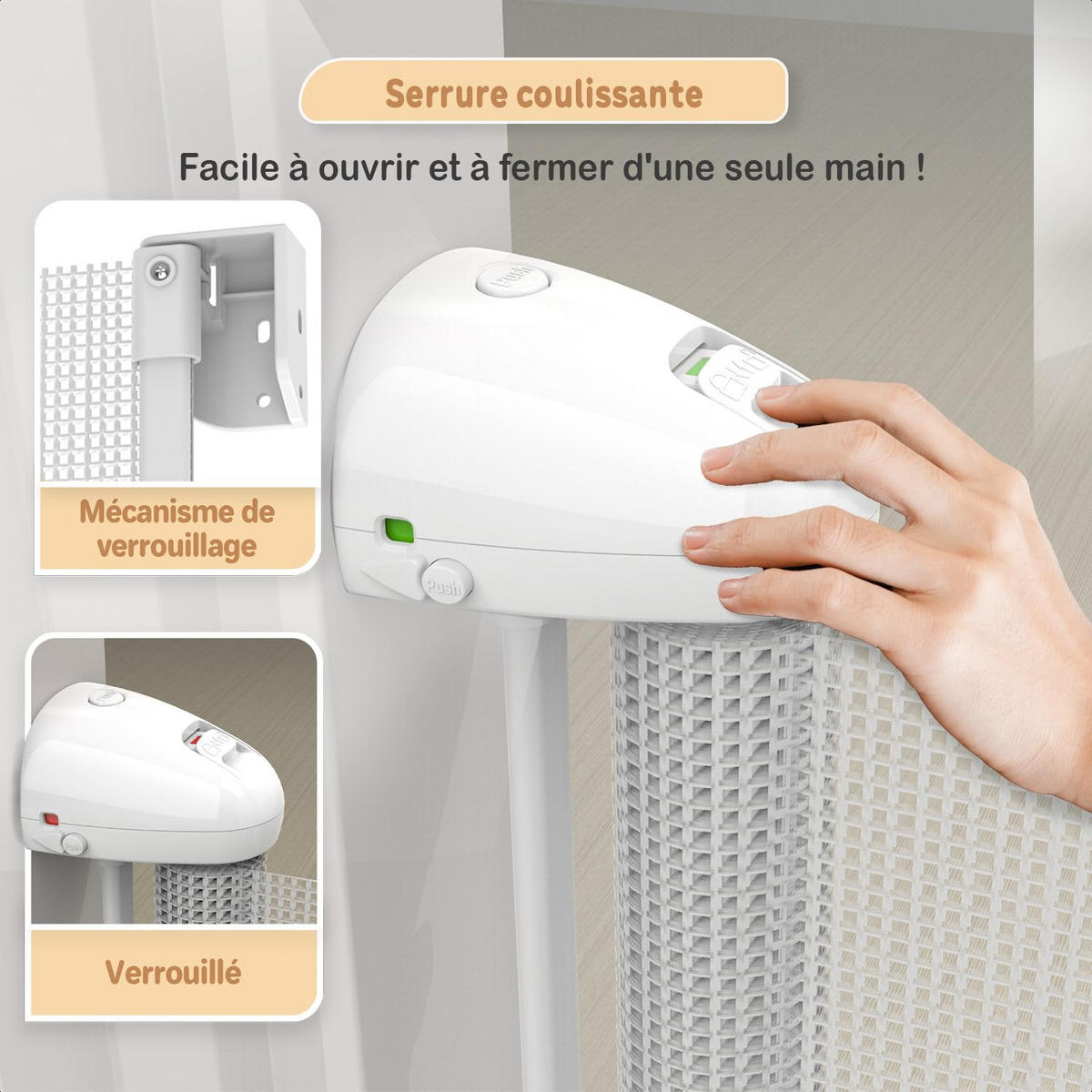 TREPPENSCHUTZGITTER Rollbares Türgitter 80 x 130 cm Weiß - Weiß, Kunststoff (130/4cm) - Twinky