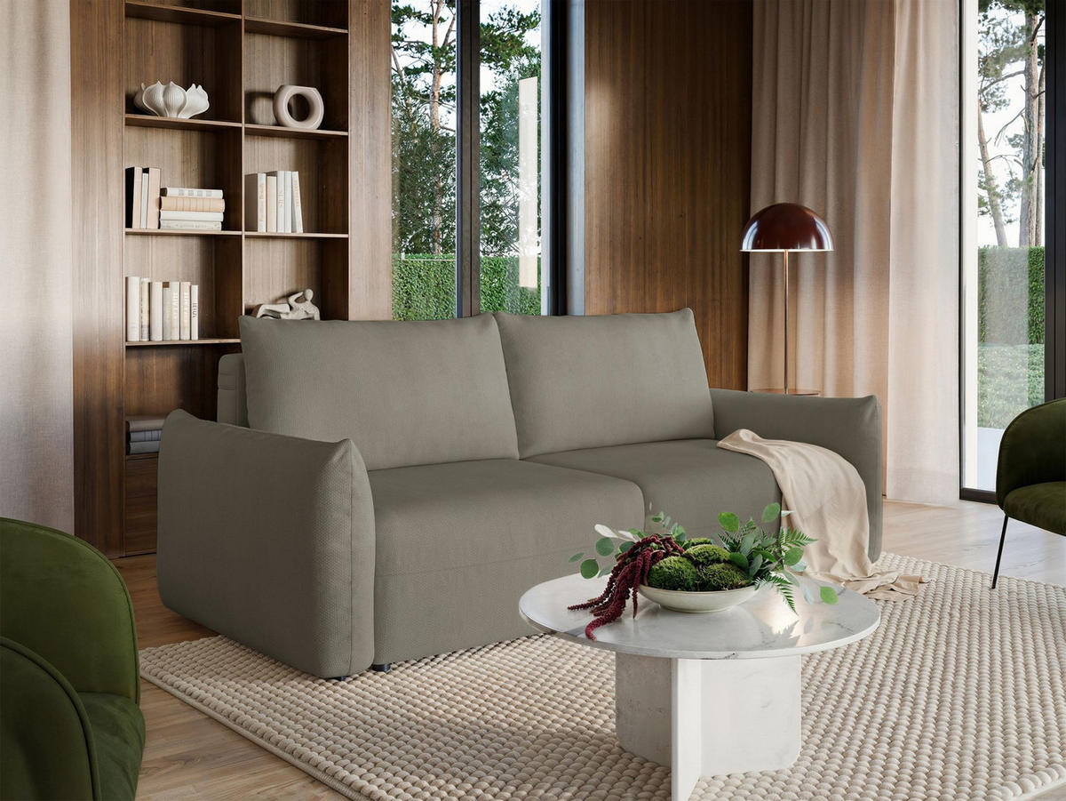 SCHLAFSOFA Theolla Beige - Beige/Schwarz, Textil/Metall (248/97/111cm) - Selsey